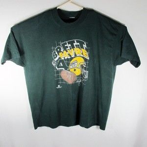Vintage Green Bay Packers Men's Tshirt Brett Farve #4 Single Stitch Green
